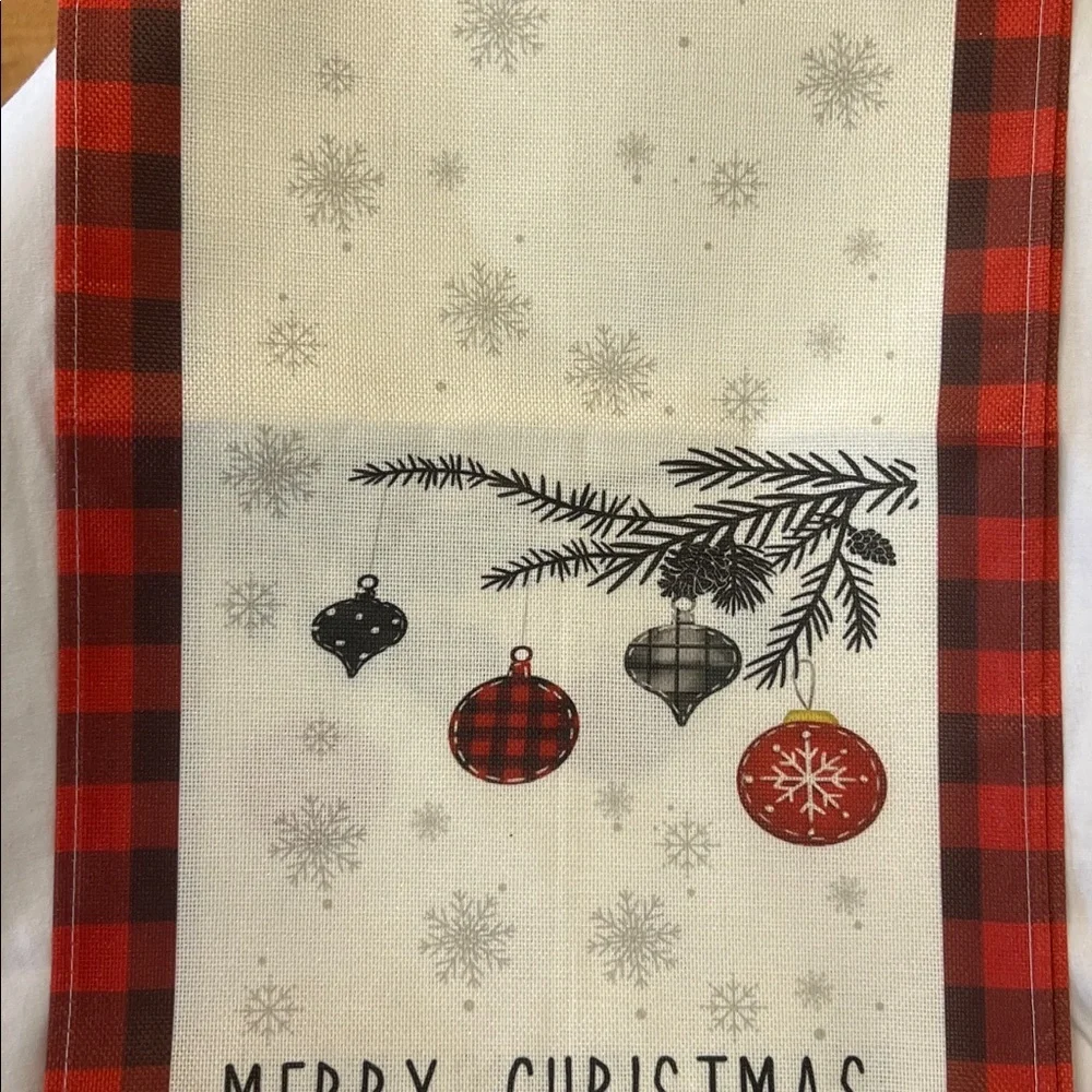 Festive Christmas Table Runner with Red and Black Plaid